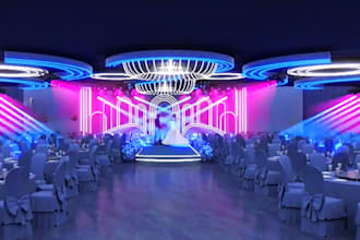 do 3d stage lighting design, wedding hall design, event venue, virtual staging