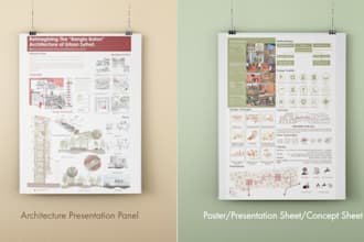 make portfolio and architecture presentation board for you