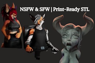 custom 3d sculpt sfw nsfw fantasy characters stl for 3d printing adult toys