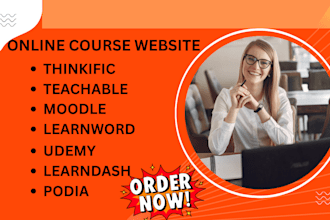 create online course websites on thinkific kajabi teachable podia learnword lms