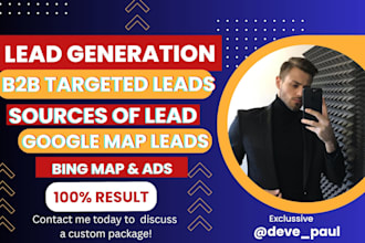 generate b2b leads and find emails from google map,  bings maps and ads scraping