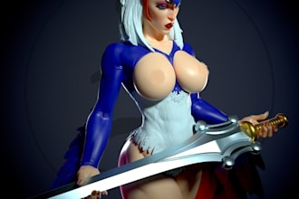 3d character model, miniature female statue, figurine nsfw figure for print,stl