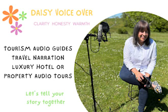 record a warm british female voice over for travel audio guides and hotel tours