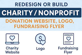 redesign or build charity nonprofit donation website, logo, fundraising flyer