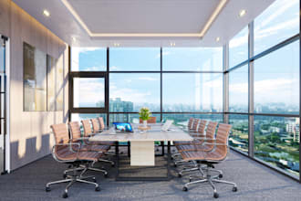 retouch 3d office interior,meeting room,gym design,jewelry store,enscape render
