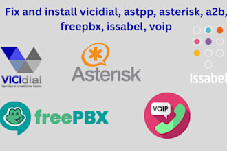 fix, configure asterisks, issabel, freepbx call center, and voip vas application