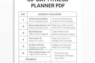 create a printable 30 day fitness planner and workout challenge
