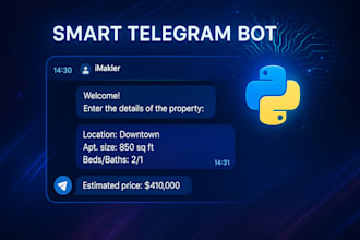 create a custom telegram bot with ai, database, API integration, auto rep