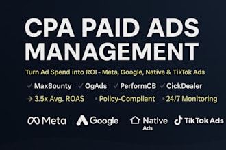 run profitable CPA paid ads campaigns, scale offers on meta, google, native ads