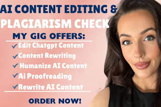 proofread, humanize ai content edit chatgpt content check plagiarism book editor
