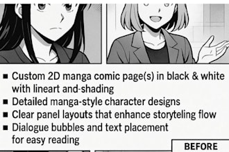 create 2d manga comic pages in authentic manga style