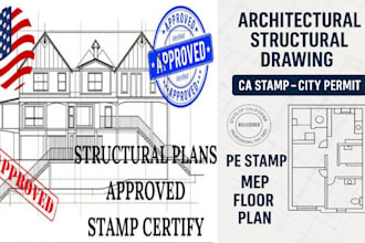 do structural engineer, california, ohio, indiana pe stamp for city permit