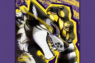 create a detailed furry headshot profile picture in my style