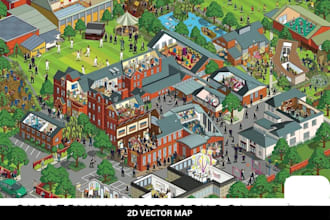 illustrate map, map design, 2d vector map, svg, travel guide, google map