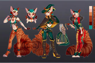 draw custom fursona furry character furry ref sheet oc  furry anime ref sheet
