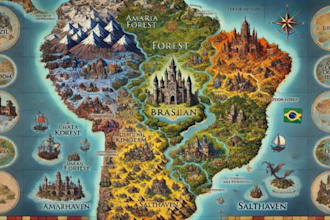 draw a detailed fantasy world map, battle map for your dnd and rpgs games