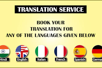 do translation of languages like english hindi french spanish italian and german