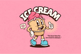 create a retro soda pop boy mascot for your brand