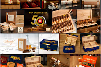 do modern business cigar logo, bands, label, and cigar box design with branding