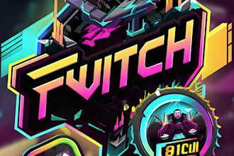 design unique twitch logo, twitch badge, twitch overlay, twitch clips and alert