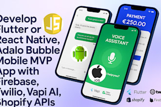 develop flutter app react native mobile mvp app firebase twilio vapi 11labs app
