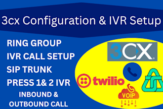 setup twilio ivr auto dialer, inbound and outbound, sip trunk and configure 3cx
