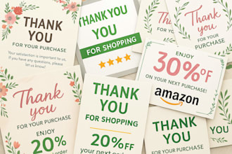 design amazon thank you card, product insert, package insert card