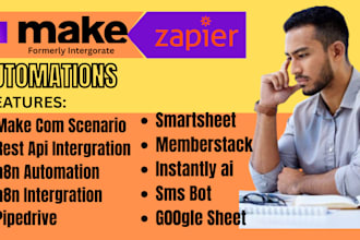 build or fix zapier zap make com automation workflows do business automation