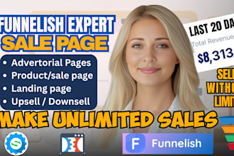 design systemeio sales funnel, funnelish landing page, advertorial and salespage