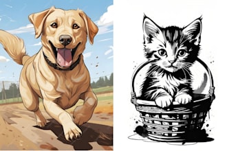 draw a good portrait, vector illustration of dog, cat, horse, bird or any animal
