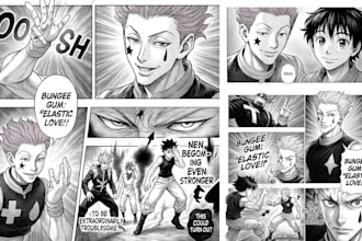 draw a comic page or webtoon page with korean manhwa or manga style