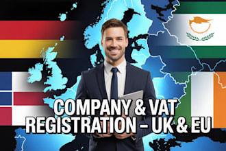 do vat and company registration for germany, lativia, france, cyprus, ireland uk