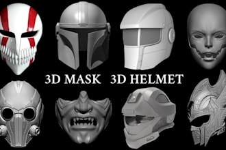 sculpt detailed 3d mask 3d helmet cosplay mask cosplay props armor for 3d print