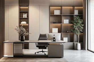 do 3d commercial interior design, office work place, shopping mall, 3d rendering