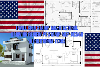 do architectural drawing, review pe stamp, mep design in california, texas