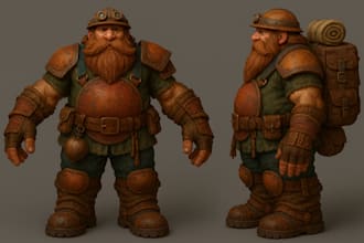 do quality realistic cartoon anime character for game film animation 3d printing