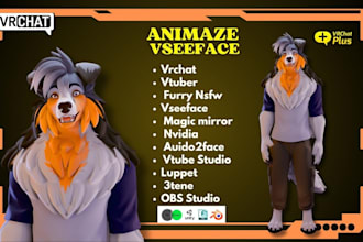 create 3d furry nsfw vrchat avatar, vrm vtuber stream animaze vseeface model