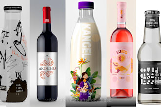 create product label design, bottle label design wine, juice, water bottle label