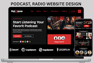 build dynamic podcast wordpress website music website radio, church website