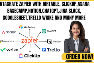 zapier integration with slack google sheet trello wrike basecamp notion chatgpt