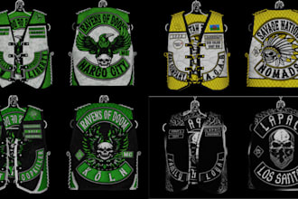 create custom fivem clothing kuttes mc, mc vest, biker clothing