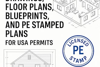 create architectural drawings, floor plans, blueprints, and pe stamped plans US
