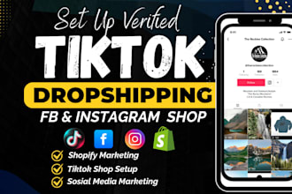 setup tiktok shop, facebook shop, instagram shop,  tiktok dropshipping marketing