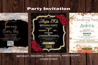 do wedding, birthday, baby shower, graduation party invitation card designs