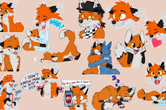 draw furry telegram sticker design discord nsfw sticker fursona art commission
