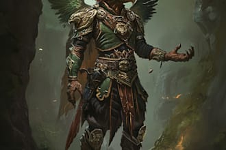 make your dark fantasy dnd character illustration