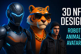 design custom 3d nft robots, animal characters, and metaverse avatars