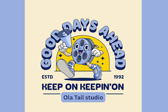 design unique vintage cartoon character, retro mascot for t shirt or your brand