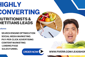generate converting nutritionists, dietitians leads meal diet plan fitness lead