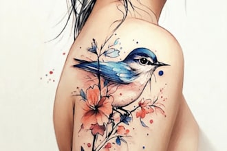 create a watercolor tattoo design
